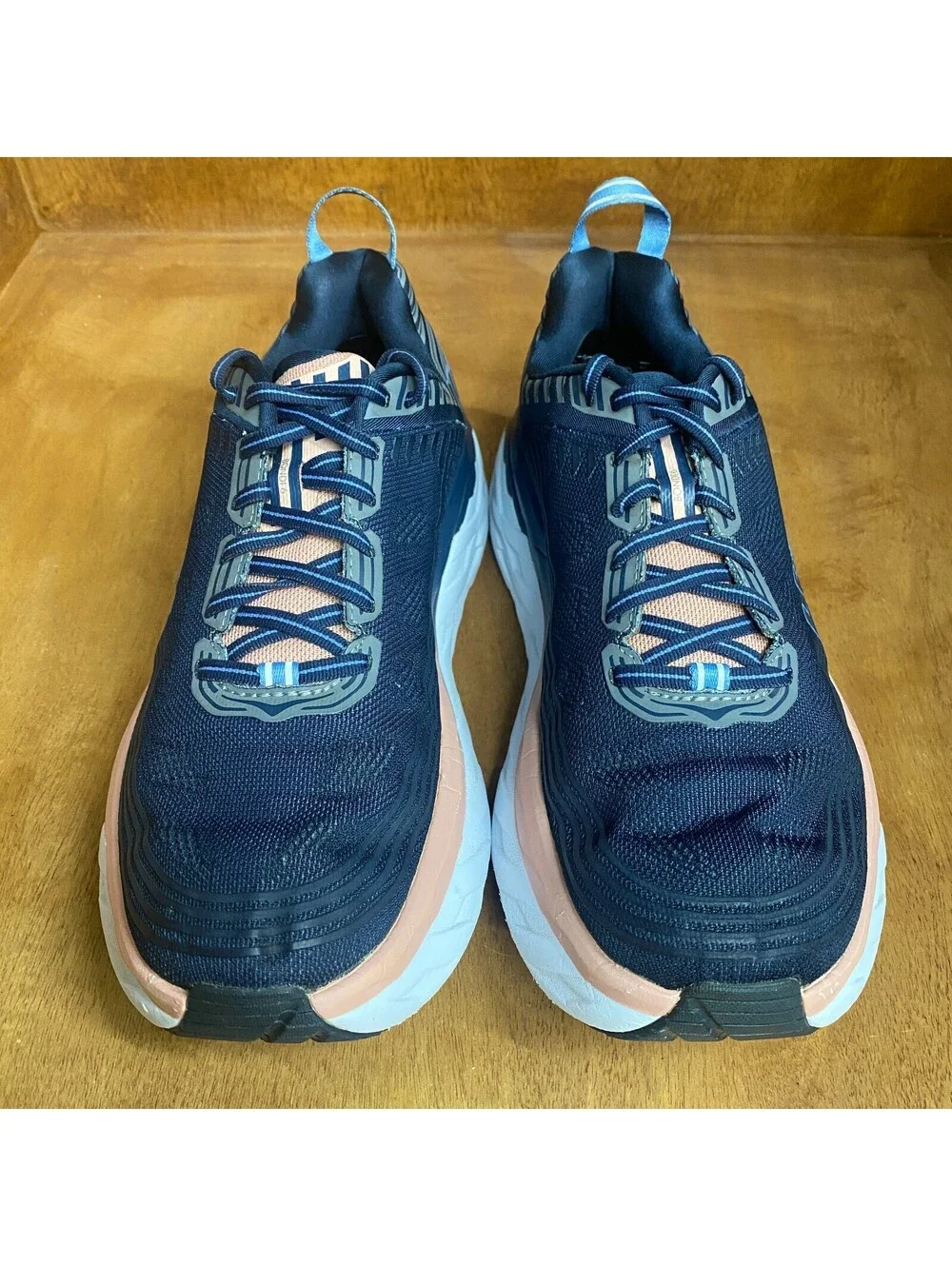 Hoka One One Bondi 6 Wide Running Shoes Womens Size 9.5 D Blue 1019272 MIDP